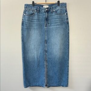 Madewell Denim Jeans Mid Rise Midi/Maxi Skirt Size 29 Pratt Blue Wash